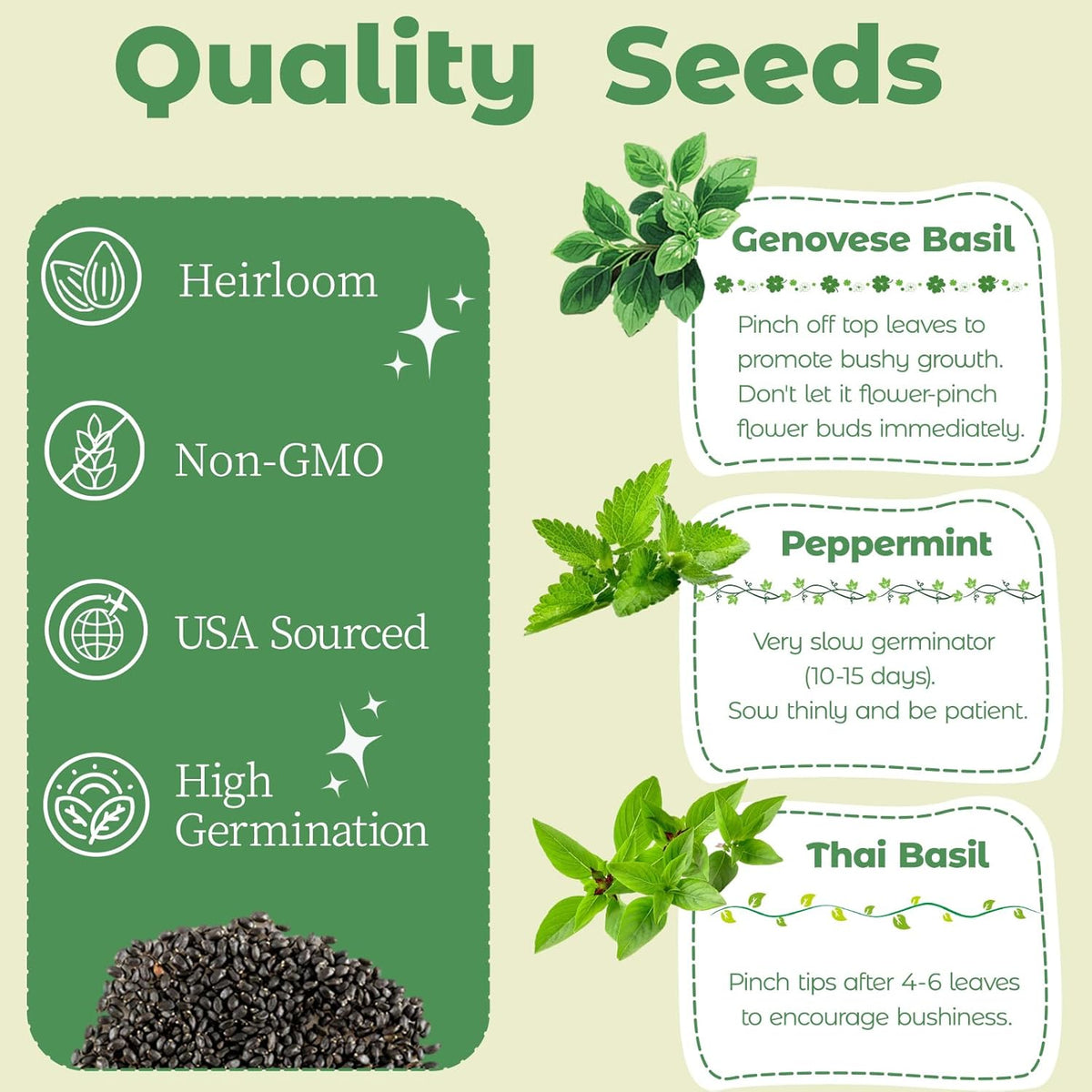 Herb Seed Pods Kit Hydroponic - Refill Pod for All Indoor Garden, 8 Grow Pods with Seeds of Genovese Basil, Peppermint and Thai Basil, Compatible with All Hydroponics Growing Systems