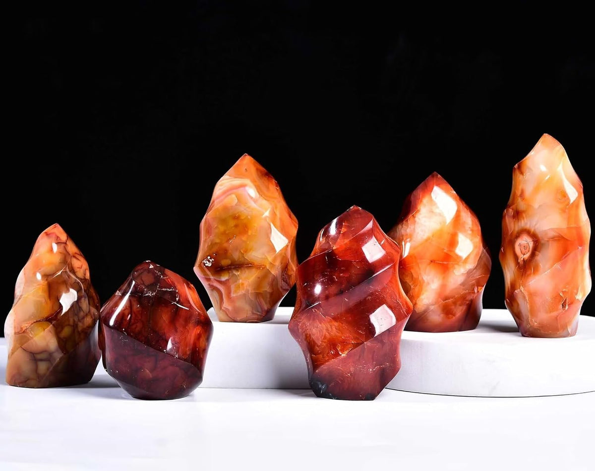 Red Agate Flame Shaped Stone Towers Obelisk Natural Healing Crystal Quartz Reiki Energy Decoration Home Office 2.2-2.8LBS