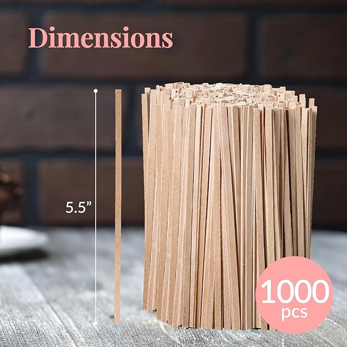 1000 Wooden Coffee Stirrer by Prestee - Disposable 5.5 inches Long Wooden Stir Sticks for Coffee and Cocktails - Smooth, Splinter-Free Beverage Mixers - Ideal for Cafe, Bars and Drink Stations