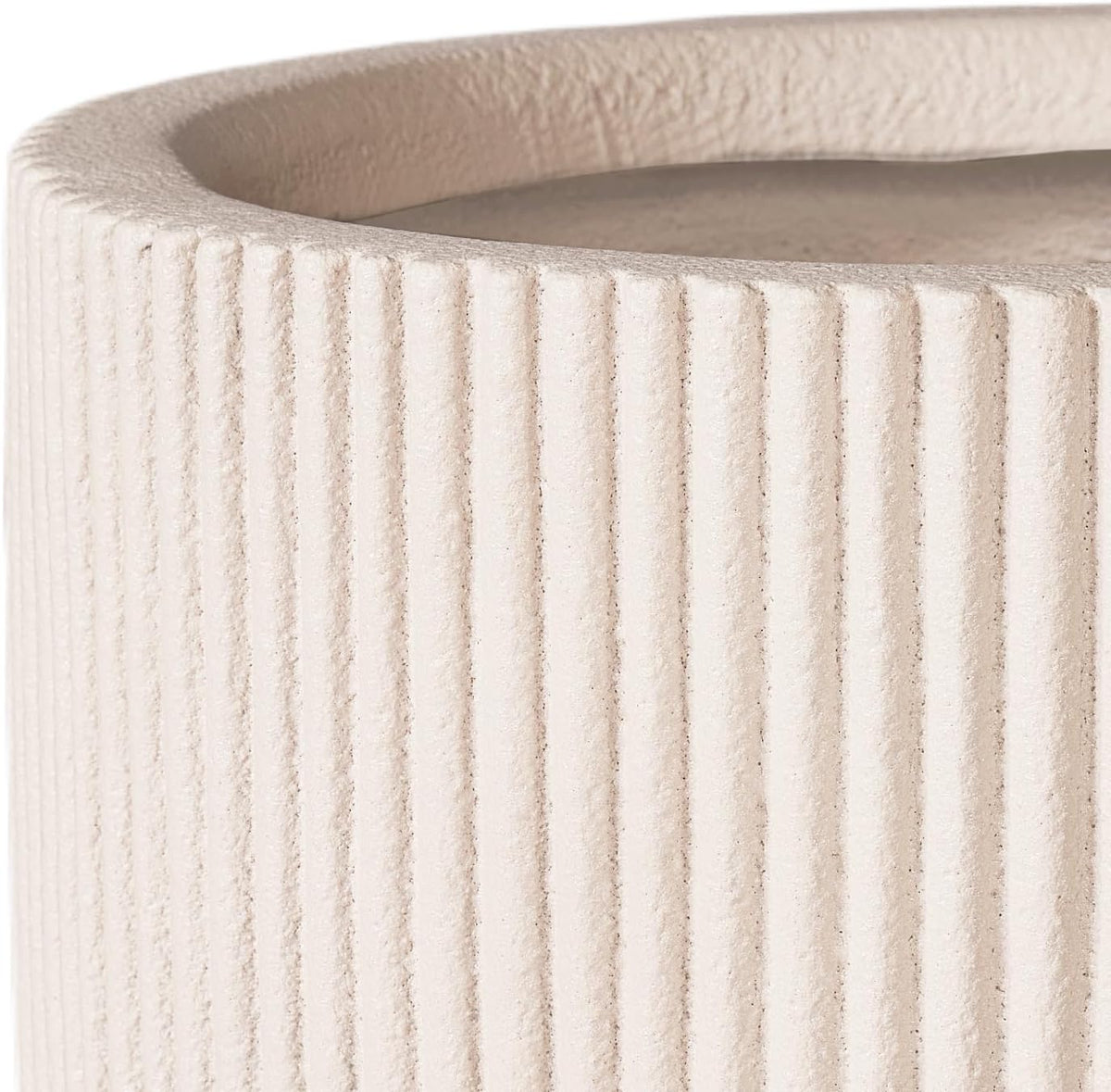 16 Inch Handmade Concrete Outdoor Planter - Classic Striped Design | Fiberglass & Composite Material | Durable for Commercial & Home Decor