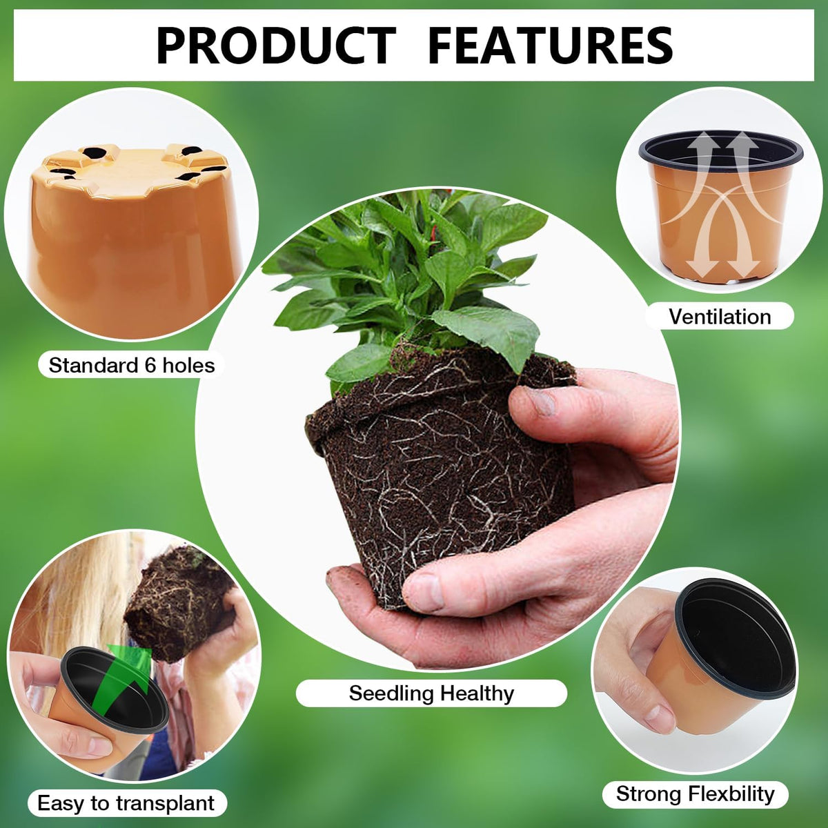 100 Pack 2.8" Nursery Pots, Plastic Pots for Plants, Small Plant Pots for Succulents, Seedlings, Flowers, Cuttings, Transplanting（Ochre Color）