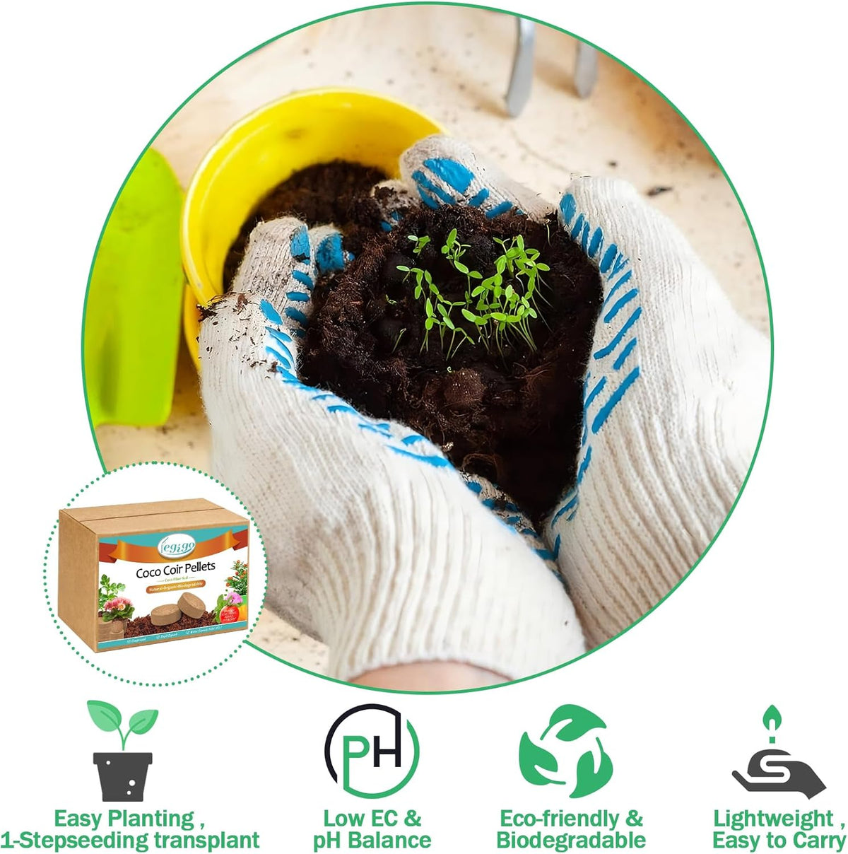 Legigo 50 Pcs 50mm Organic Coco Coir Pellets for Plants- Compressed Coconut Coir Potting Soil, Coco Fiber Pellets Coco Coir Soil for Planting, Garden, Bonsai, Herbs, Flower & Vegetables