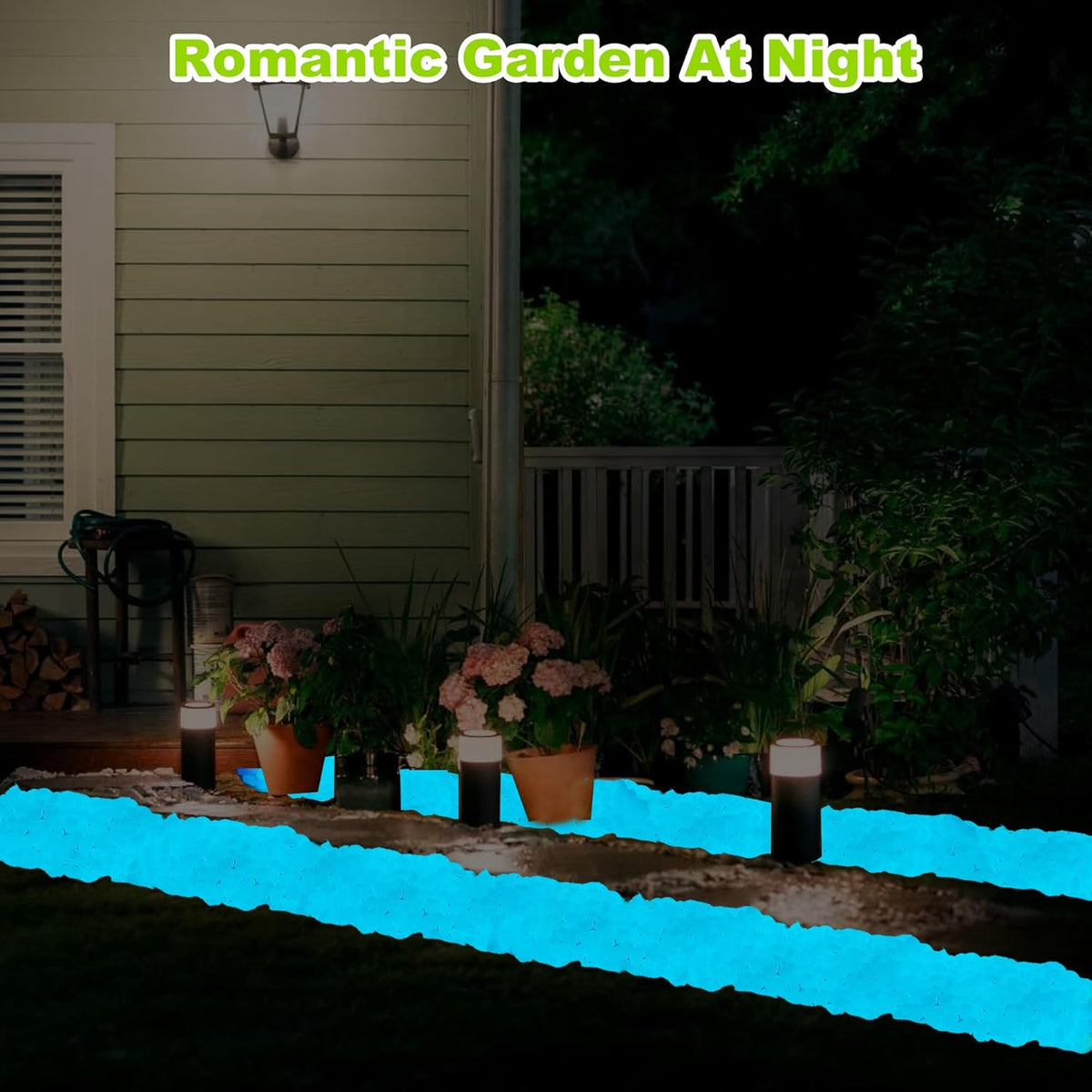 1000pc Glow in The Dark Blue Stones Blue Rocks for Garden Luminous Pebbles Glow Stones Glowing Rocks Outdoor Luminous Stone for Fish Tank Garden Patio Aquarium Walkway Driveway,Blue