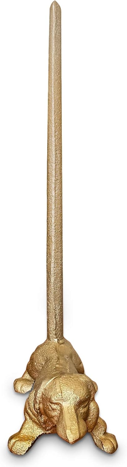 WallCharmers Gold Paper Towel Holder, Metal Toilet or Kitchen Paper Holder for Floor or Countertop, Gold Dog