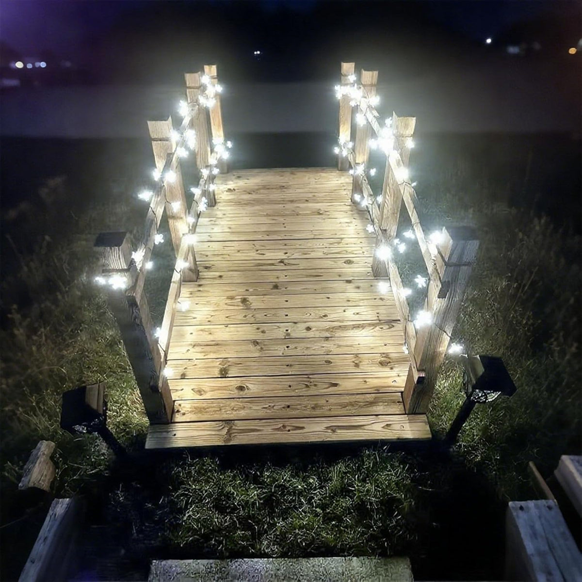 Solar String Lights, 50 LED Outdoor Flower Patio Lights Waterproof, Fairy Lights for Outside Patio Garden Fence Yard Christmas Tree Decor, Pure White