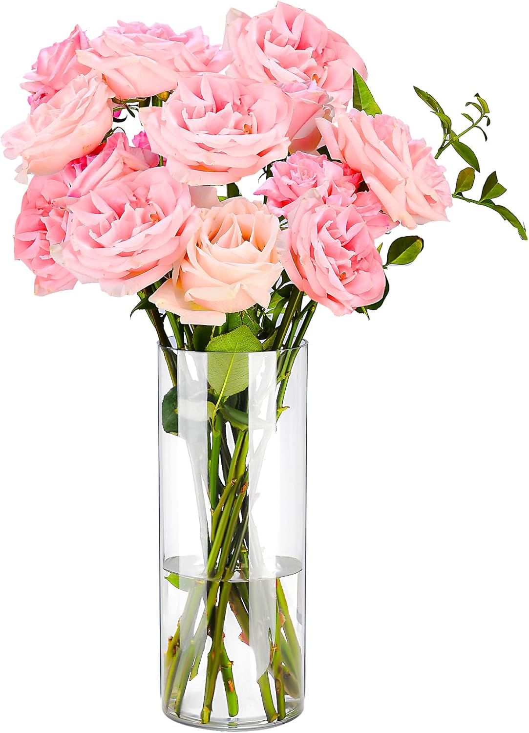 Clear Flower Vase, Non-breakable Vases, 4" W x 4" H, Acrylic Vase, Aesthetic Room Decor Cylindrical Modern Flower Vases for Table Centerpiece, Home Decor, Women Floral Arrangement Gift