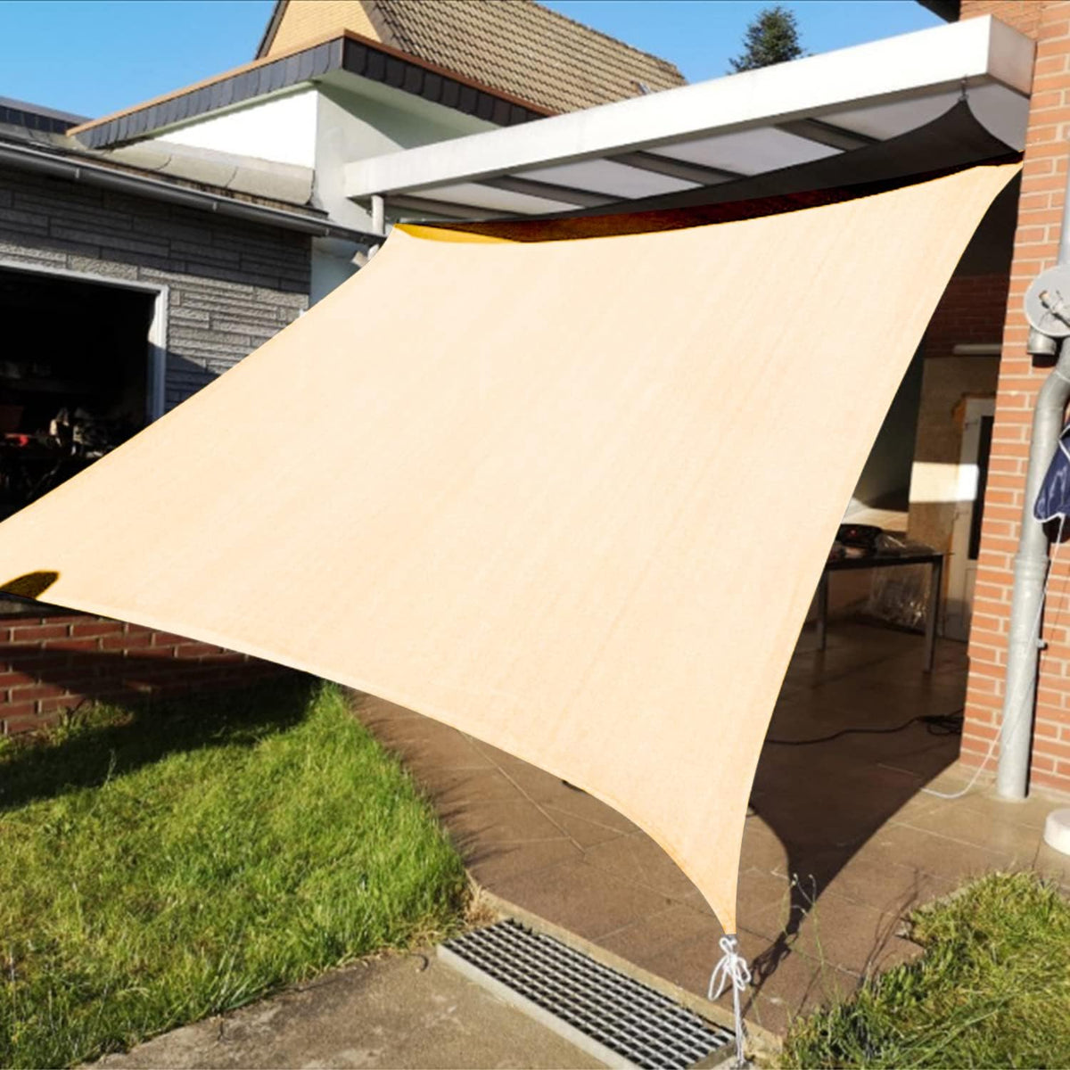 KANAGAWA 21'X24' Cream Custom Size Sun Shade Sail Rectangle UV Block Canopy Cover for Patio Backyard Lawn Garden Outdoor (Customized Available)