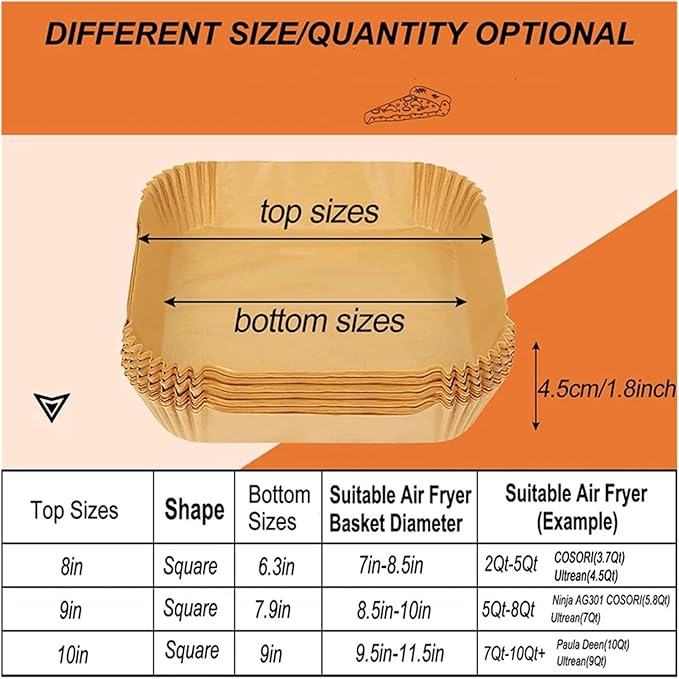 Large Air Fryer Disposable Paper Liners Nonstick 23cm Oven Airfryer Parchment Baking Paper ，Compatible For Ninja，Compatible For COSORI ，Grill Cooking Basket(20cm round,50PC)