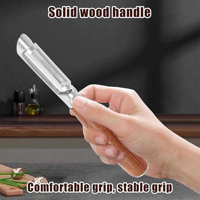 1Pcs I Style Stainless Steel Vegetable Peeler for Fruit Veggie Heat Resistant Incisive Cucumber Peeler With Solid Wood Handle for Home Kitchen Use