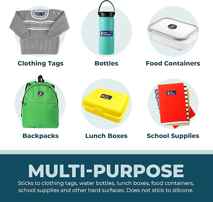 Personalized Daycare Name Labels for Kids (130 Labels) - Custom Waterproof Name Stickers for Clothing Tags, Water Bottles, Lunch Boxes and School Supplies (Avocados)