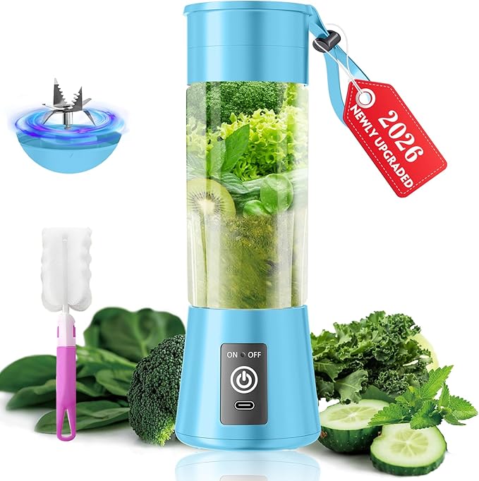 Portable Blender for Smoothies & Shakes - Cordless Personal Size Mini Blender with BAP Free Juice Cup, USB Rechargeable Suit for Sports/Picnic, Mother's Day
