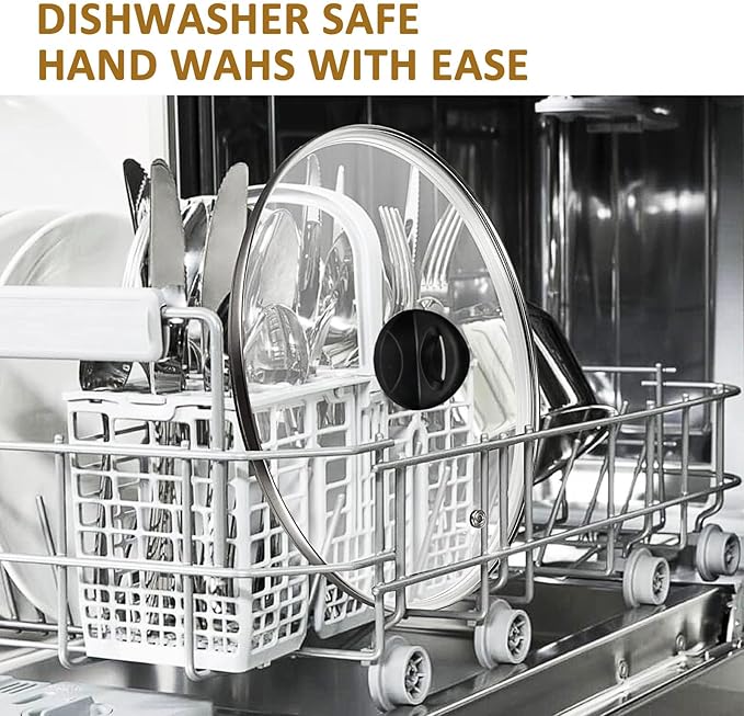 Glass Lids for Pot and Pan, 8, 9.5, 10.25, 11, 12, 12.6, 13.5, 14 Inch Tempered Replacement for Covers Kitchen Cookware, Frying Pan, Wok, Skillet (11 Inch)