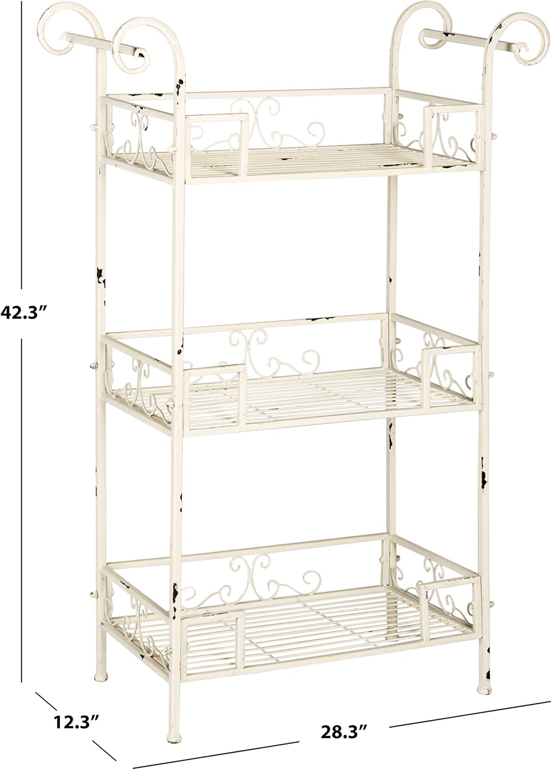 SAFAVIEH Outdoor Collection Noreen Antique White 3 Tier Shelf