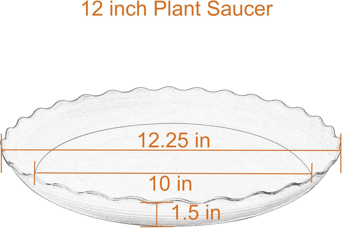 6 Pack of 12 inch Plant Saucer Plant Tray, Plastic Plant Saucer, Heavy Duty Plant Tray for Pots, Plant Saucers for Indoors Planter, Garden Water Plate Bowls (Black)