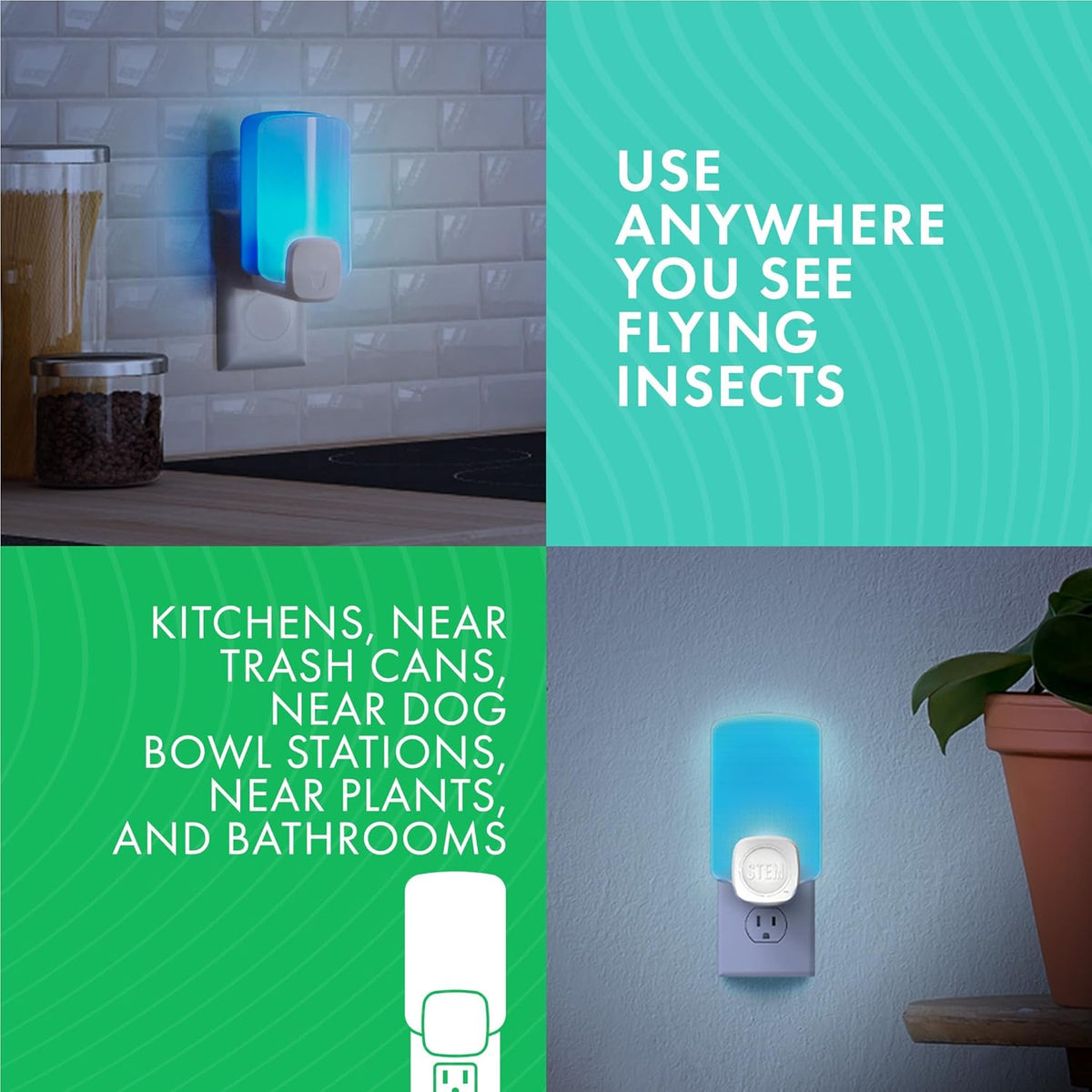 STEM Light Trap Refill Cartridges, Indoor Fruit Fly Trap, Effective Insect Control for Home, Attracts and Traps Flying Insects, Compatible with STEM Light Trap, 10 Count