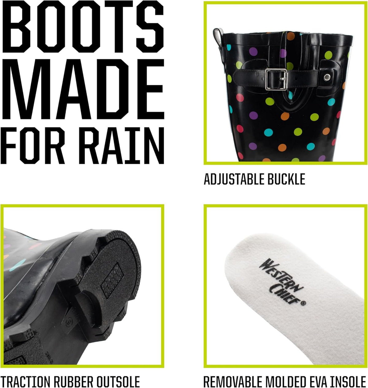 Western Chief Women's Tall Waterproof Rain Boot Outdoor Garden Shoes