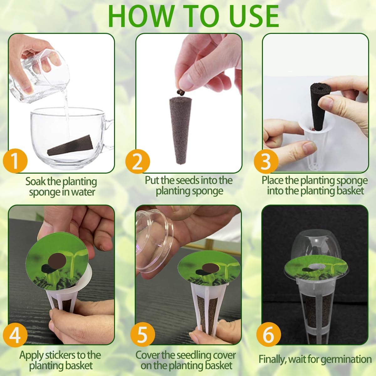 107pcs Seed Pod Kit for Aerogarden, Hydroponics Garden Accessories for System Compatible with Hydroponics Supplies from All Brands, 32 Grow Sponges, 12 Plant Baskets & Domes, 50 Pod Labels, 1 Tweezer