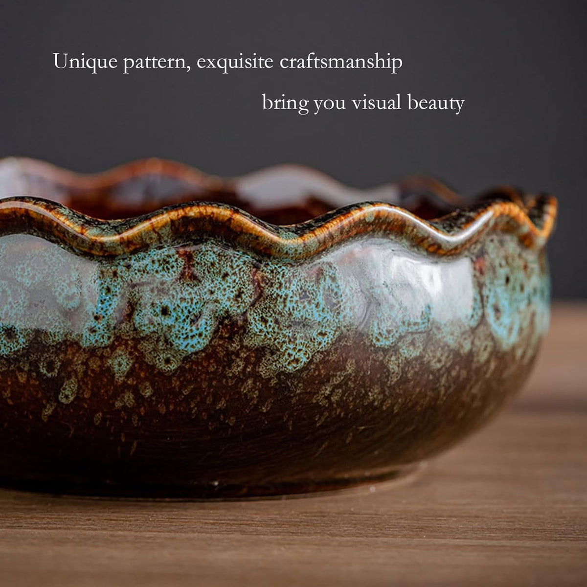 RUIGO Lotus Flower Bowl,Aquatic Planter Bowl,Bonsai Pots with Lotus Flower Design,Ceramic Lotus Flower Bowl,Perfect for Growing Hydroponic Plant,Decorative Bowl for Home,Garden