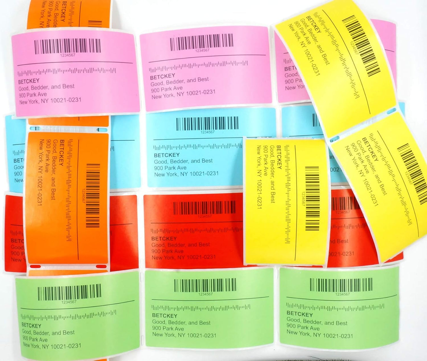 BETCKEY - 1" x 0.5" Small Labels Compatible with Zebra & Rollo Label Printer, Premium Adhesive & Perforated[Red, 6 Rolls, 14580 Labels]