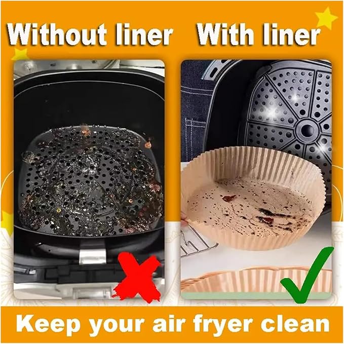 Large Air Fryer Disposable Paper Liners Nonstick 23cm Oven Airfryer Parchment Baking Paper ，Compatible For Ninja，Compatible For COSORI ，Grill Cooking Basket(20cm round,50PC)
