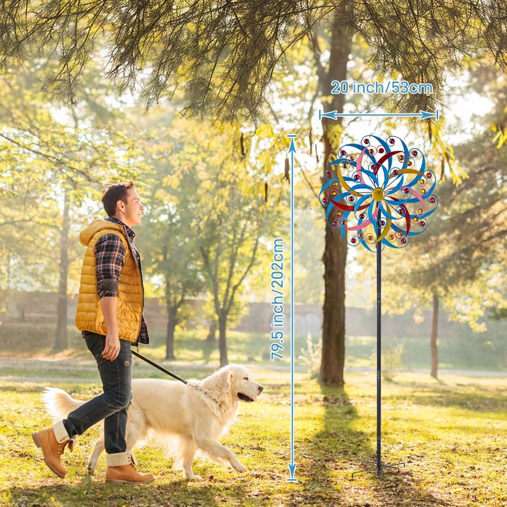 DREAMYSOUL Wind Spinners Outdoor, 20 Inches Dia Extra Large Metal Wind Spinner, Colorful Windmills Kinetic Wind Sculptures and Spinners for Yard Garden Outside Patio Lawn Decor