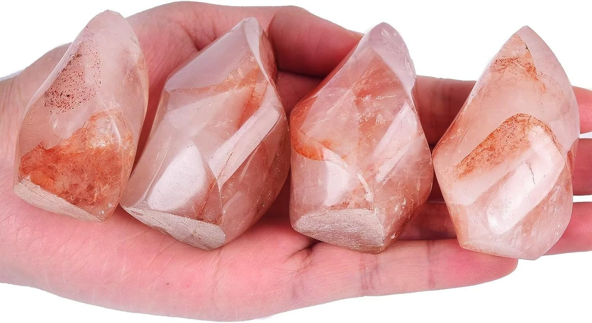 AMOYSTONE Red Hematoid Flame Shaped Stone Towers Obelisk Natural Healing Crystal Quartz Reiki Energy Decoration Home Office Small 1.0LBS