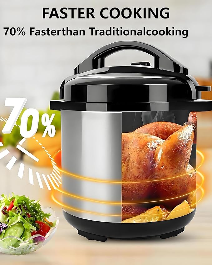 Electric Pressure Cooker, 5 Quart Stainless Steel Multi-Function Electric Cooker, Slow Cooker With 24-Hour Reservation Function, Suitable For Meat, Cake, Congee, Rice, etc., Black