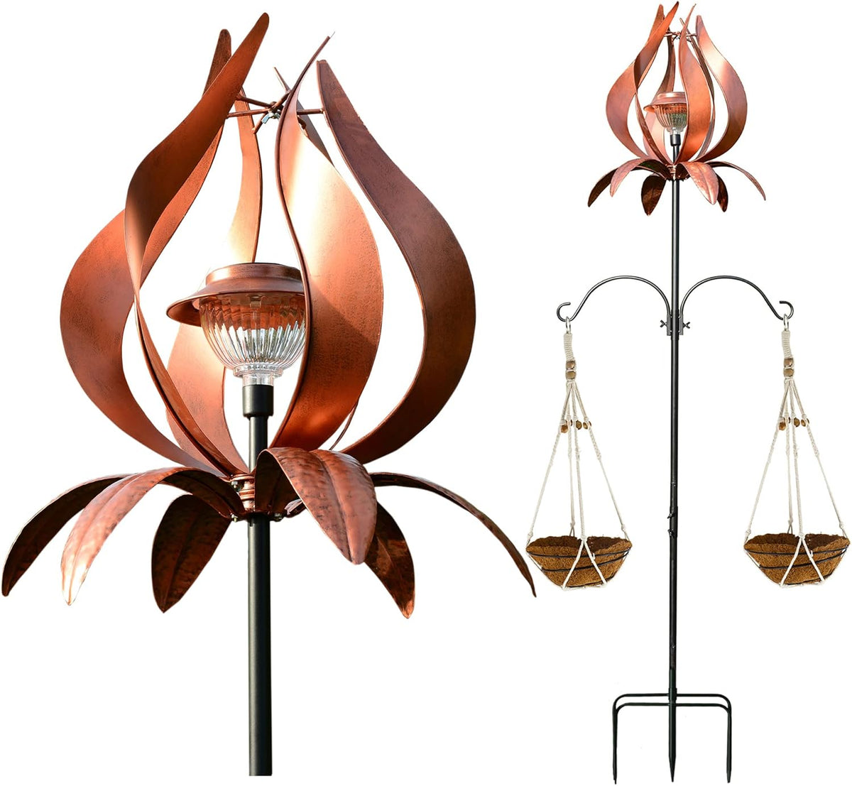 J-Fly Solar Wind Spinners Outdoor Garden Spinner Solar Spinning Windmill Super Large Spinning Garden Ornaments Perfect for Patios, Lawns Or Gardens 83 Inch