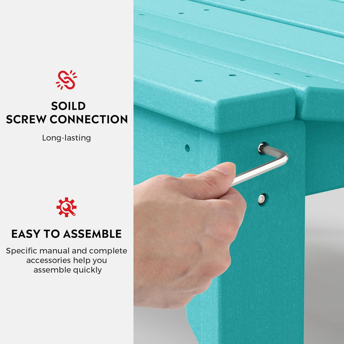 Outdoor Benches Weatherproof, All Weather Resistant Park Bench Poly Lumber Backless Garden Bench Seat for Entryway Front Porch, Turquoise
