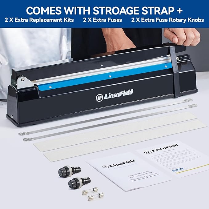 Sealer Pro, Patented 16-inch Impulse Heat Sealer, 5-mm Sealing Width Super Heavy Duty Bag Sealing Machine with Extra 2 Replacements, 1Fuse Included, WHITE