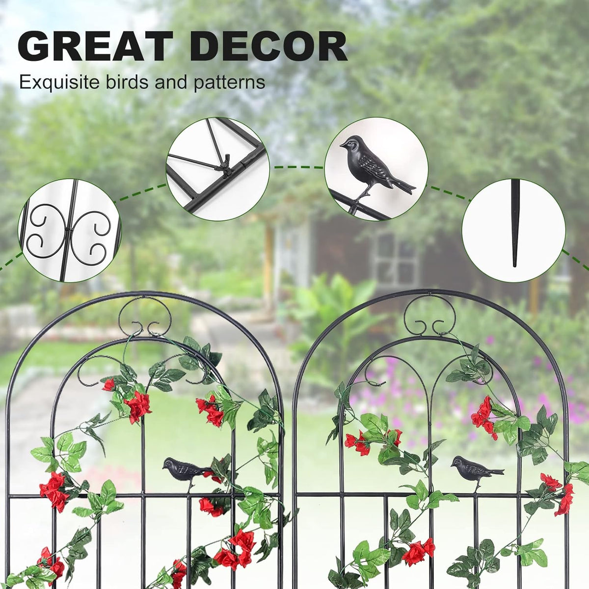 2 Pack 86.7" H x 19.7" W Metal Garden Trellis with Black Coating, Wire Lattice Grid Panel for Climbing Plants Outdoor Roses Vine Cucumbers Vegetables Flower Support