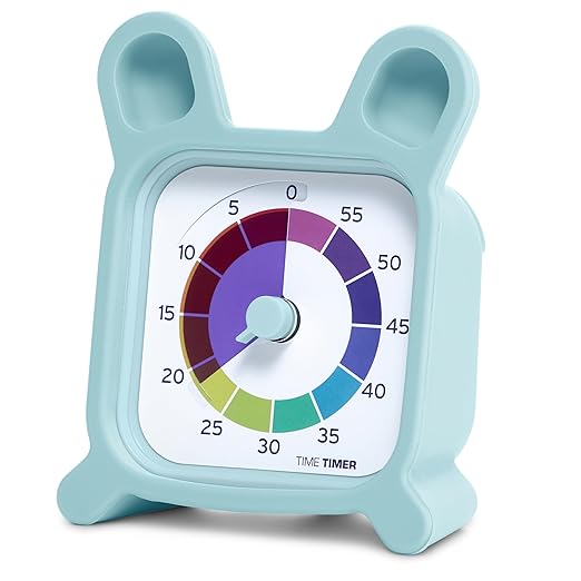 Time Timer MOD with Bunny Protective Case - Animal Case with Rainbow Timer - Individual Sized 60 Minute Visual Countdown for ADHD, Autism, Kids, Students, and Pomodoro with Silent Operation (Bunny)