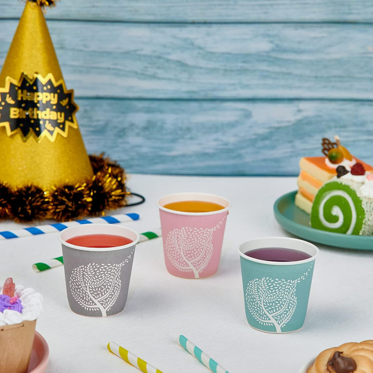 LITOPAK 600 Pack 3 oz Disposable Bathroom Cups, Colorful Small Disposable Paper Cups for Parties, Picnics, Barbecues, Travel and Events