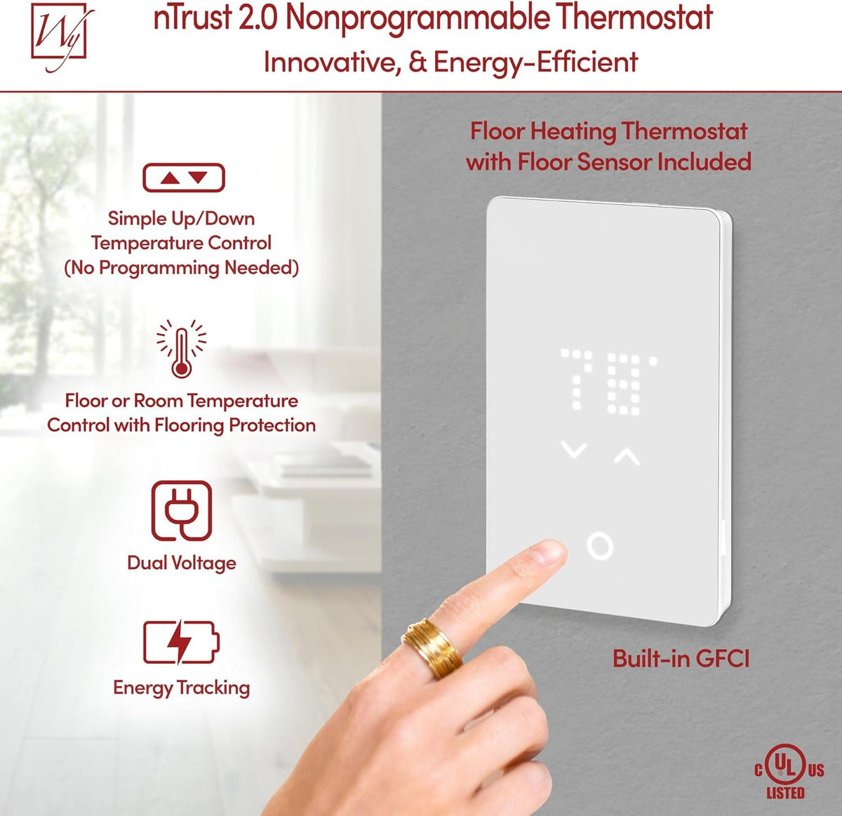 25 Sqft Heated Floor Mat Kit with Radiant Floor Heating System Thermostat UTN5, Two Sensors, Tester, 240V Electric Radiant Floor Heating Mat installs under Bathroom Tile, Vinyl - WarmlyYours TempZone