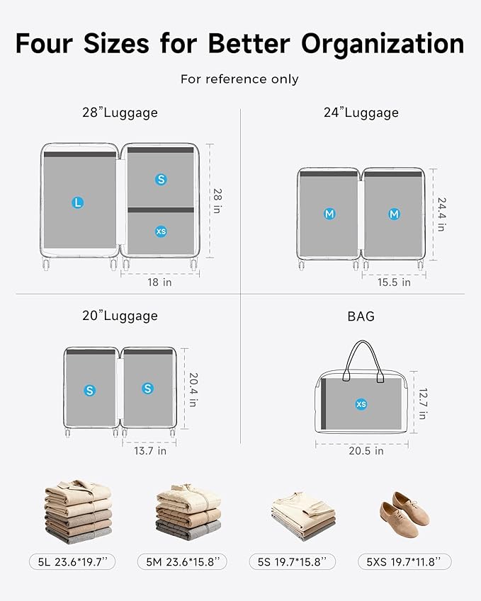 20 Pack Travel Vacuum Seal Bags with Rechargeable Electric Pump, 4 Sizes Space Saver Vacuum Storage Bags for Luggage, Suitcase & Home Organization, Reuseable Vacuum Seal Bags for Clothing