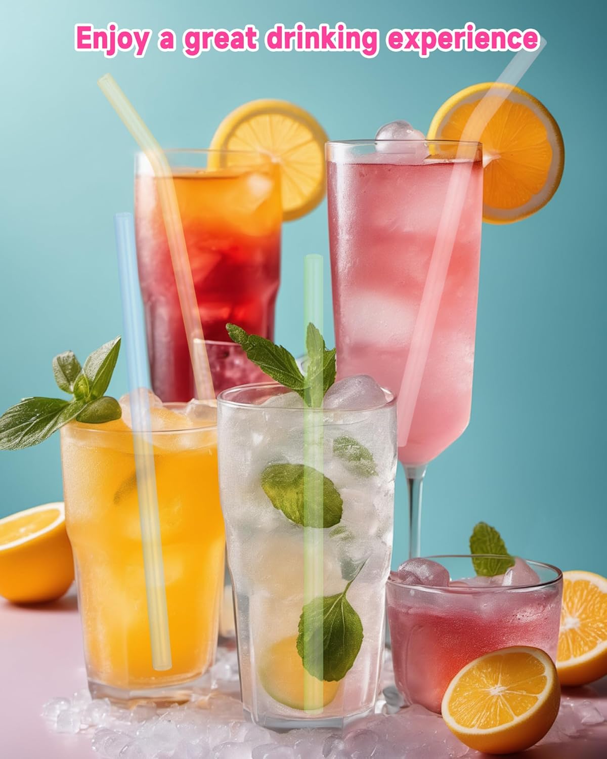 Reusable Glass Straws Shatter Resistant 8” x 8mm, 10 Pcs Colorful Glass Drinking Straws with 2Pcs Cleaning Brush, Including 5 Straight and 5 Bent Reusable Straws for Beverage, Milk, Juice, Coffee