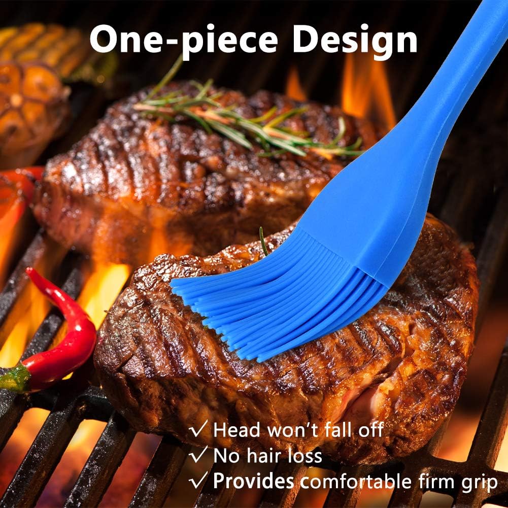 Silicone Basting Brush Set 6 Pack Heat Resistant Pastry Brushes Spread Oil Butter Sauce for BBQ Grill Barbeque Kitchen Baking Cooking Pastries, 2 Large & 4 Small