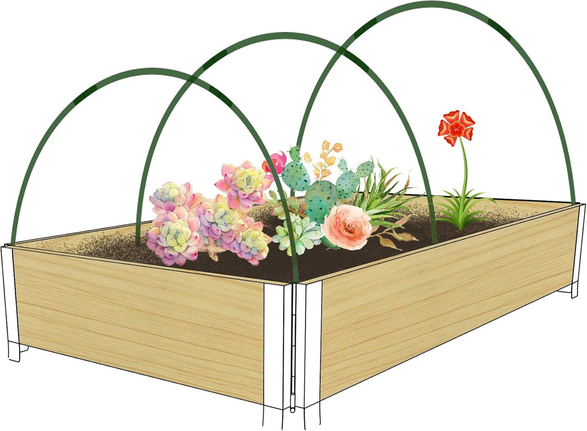Gardzen Garden Hoops, DIY Greenhouse Hoops for Raised Beds, Row Cover, Garden Netting 72PCS