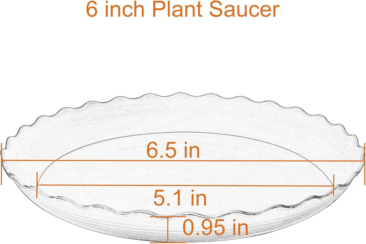 6 Pack Plant Saucer, 6 8 10 12 14 16 inch Plant Trays for Pots, Heavy Duty Plant Saucer for Indoors no Holes, Plastic Plant Saucer for Planter (6", White)