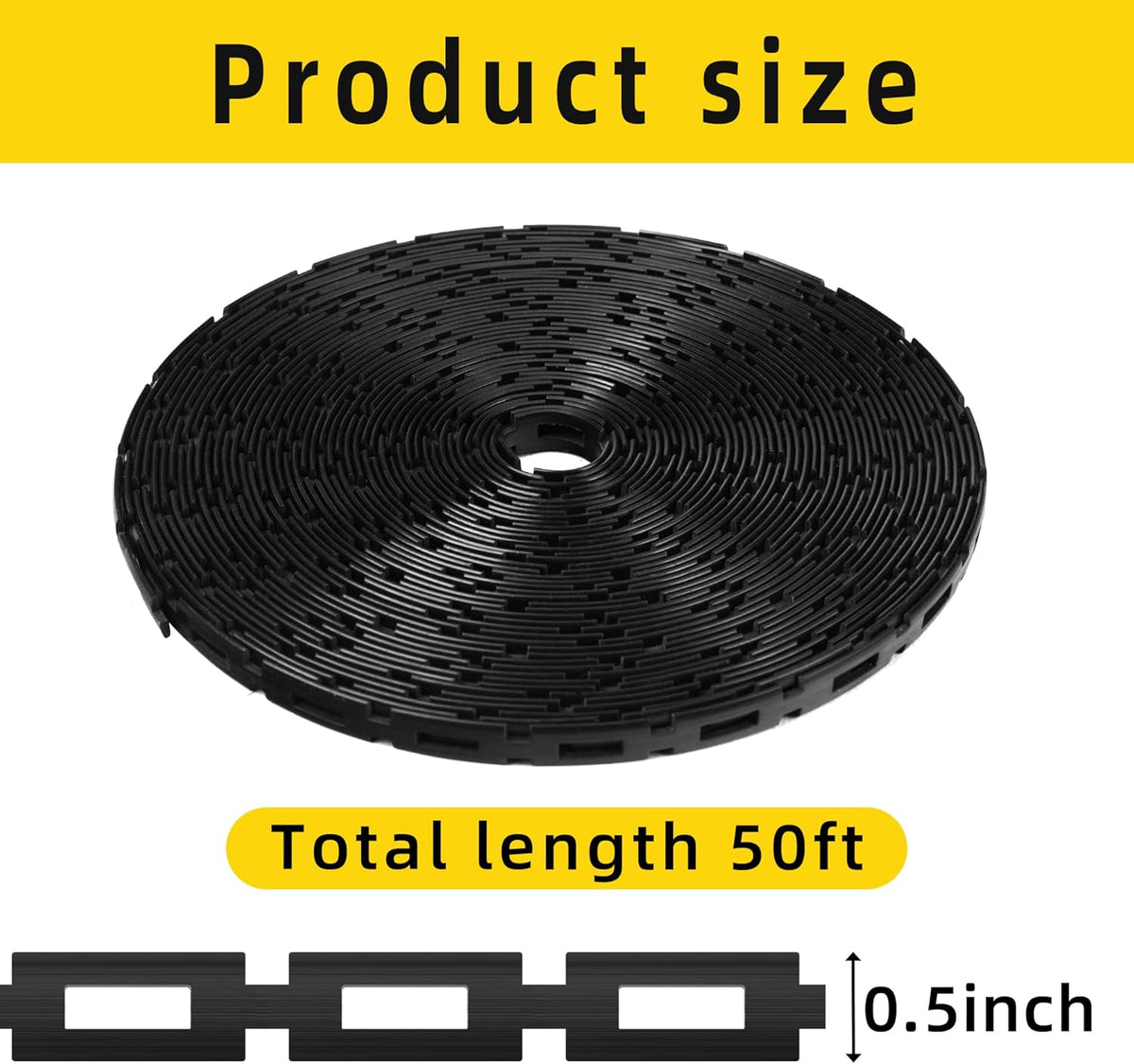CODREE 50 FT Plastic Chain Lock Tree Tie - 1/2 Inch Wide Adjustable Tree Support Straps for Staking - Flexible Reusable Cable Plant Ties