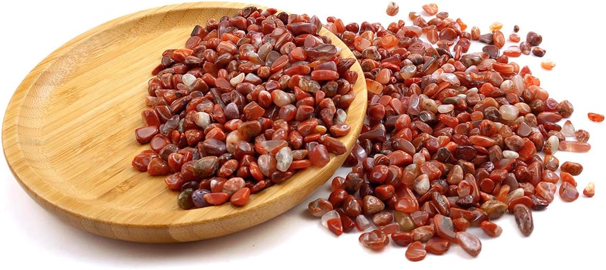 WAYBER Decorative Stones, 1 Lb/460g (Fill 0.9 Cup) Natural Red Agate Pebbles Irregular Crystal Rock Gravel for Aquarium Turtle Tank Decoration/Succulent Plant Landscape/Flowerpot Vase Ornament