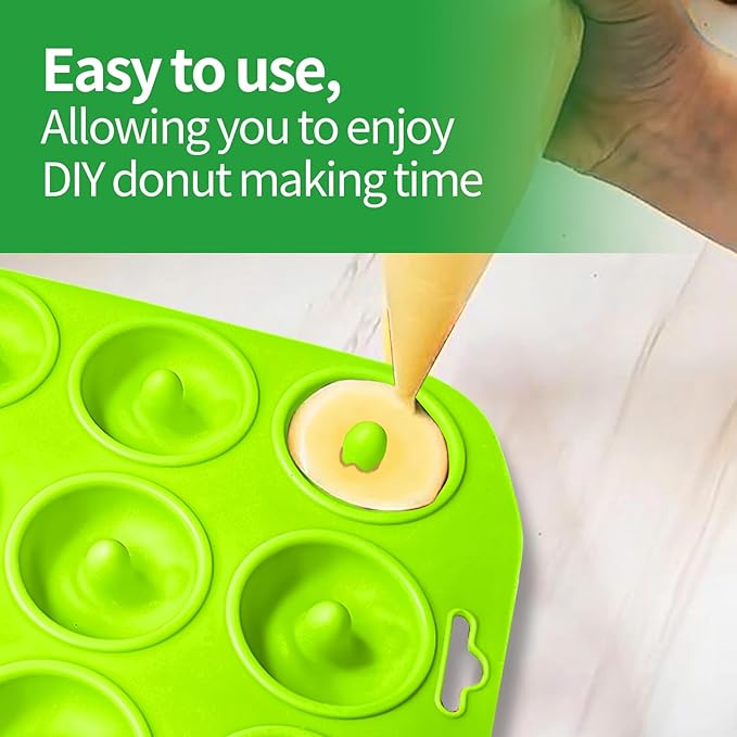 Silicone Donut Baking Pans, 12 Holes Mini Donut Mold for Baking Keto Bagels, Tasty Donuts in Party and Festival, Set of 2
