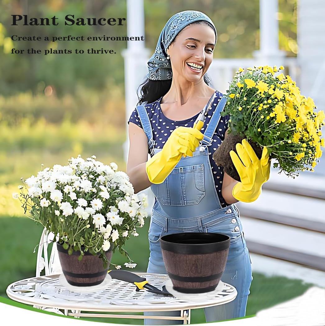 Plant Saucer - 2 Pack 22 Inch Extra Large Durable Plastic Plant Trays Clear, Extra-Deep 3.4" Plant Tray, Bird Bath Bowls for Garden