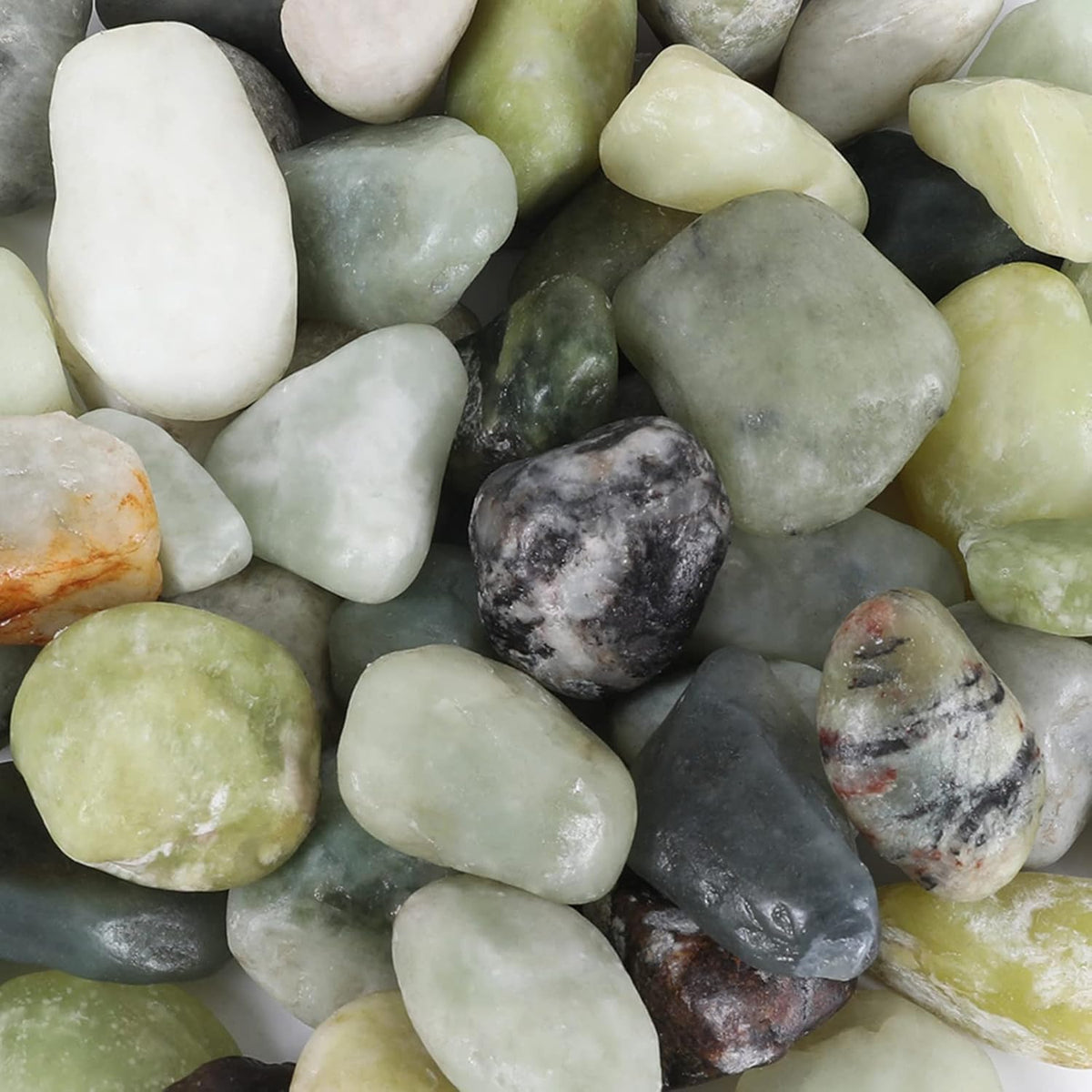 11lbs Natural River Rocks, Polished Pebbles for Plants Garden, 1-2 inch Decorative Jade Stones, Ideal for Fish Tank, Vases, Crafting, Home Decor and Garden Landscaping Rocks,Jade