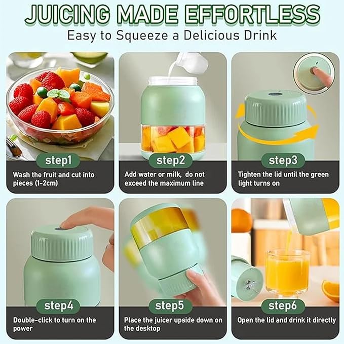 Gemet BPA-Free Electric Citrus Juicer 17 oz, with Straw and Two Lids, 2025 New Portable Blender for Smoothies, Shakes, Food Prep & Frozen Blending (500ML*1)