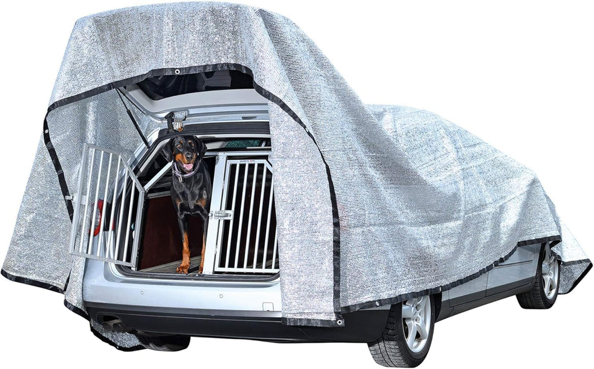 Aluminum Shade Cloth -for Car,90% Heat Reflective Tarp Sunblock Neting,Durable Mesh Tarp with Grommets,Shade Cloth for Garden,Outdoor Pergola,Chicken Coop and Dog Kennel(Silver)