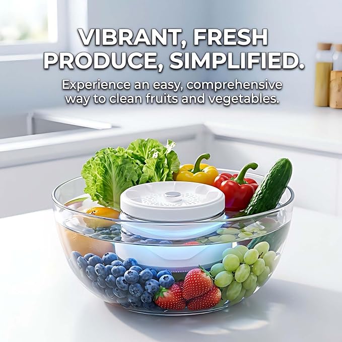 Produce Cleaner, Fruit And Vegetable Washing Machine, 2026 Upgraded Fruit Cleaner Device With Titanium Electrolysis Purification For Home Kitchen, Vegetable Washer Machine (1pc)