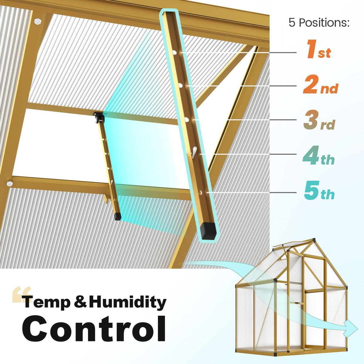 KING BIRD Greenhouse for Outdoors, 4x6 FT Polycarbonate Walk-in Green House, Quick-Setup Aluminum Frame UV Resistant Panel for Outside Garden Backyard W/ Lockable Screen Door, Vent, Wood-Like