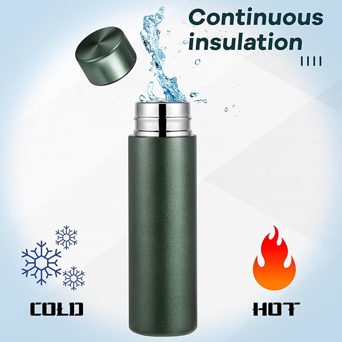 Irenare 5oz Mini Water Bottle Mini Insulated Stainless Steel Bottle Purse Water Bottle Cute Leak Proof Flask Keeps Drink Cold and Hot for Purse Women(Dark Green,1 Piece)