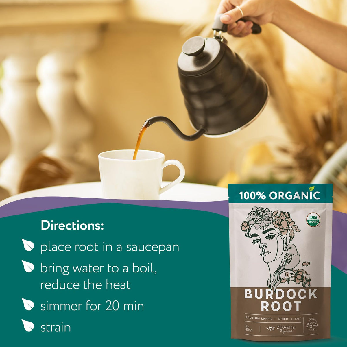 Super Value Pack 10 LB - Organic Burdock Root Tea - Greater Burdock Root Herb - Digestion, Liver Support, Fluid Balance, Healthy Skin